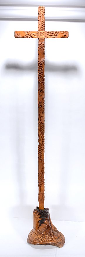 Albert Hoffman. Giant Cross.: Albert Hoffman. Giant Cross. Signed. Carved and varnished wood. Excellent condition. 15” x 12”x 89”h. Est. $500-1,000. Buyer is responsible for shipping.