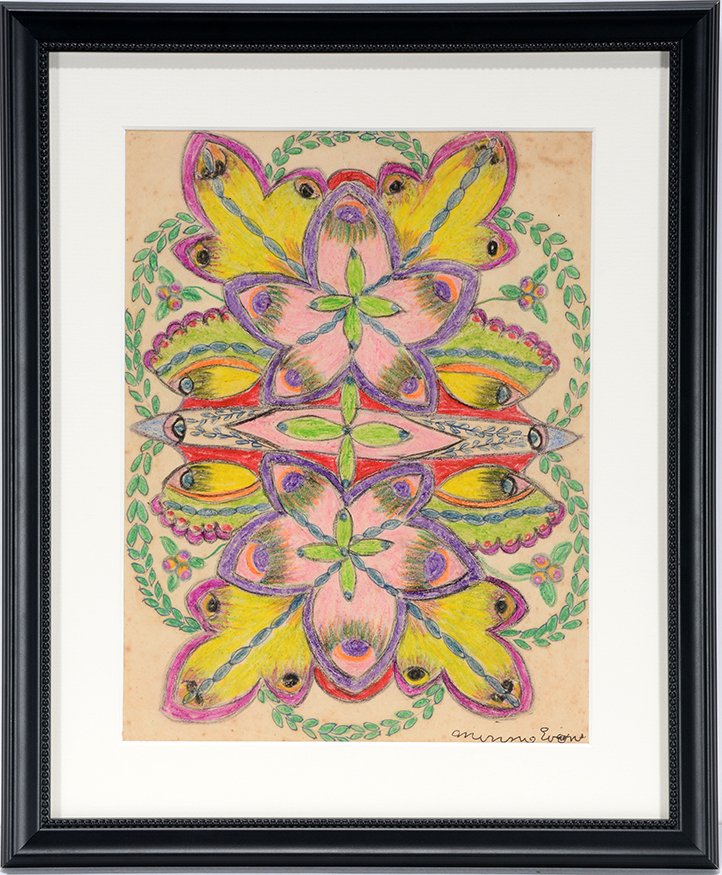 Minnie Evans. Pink Dogwood Flowers With Other Fauna. (1 of 3)