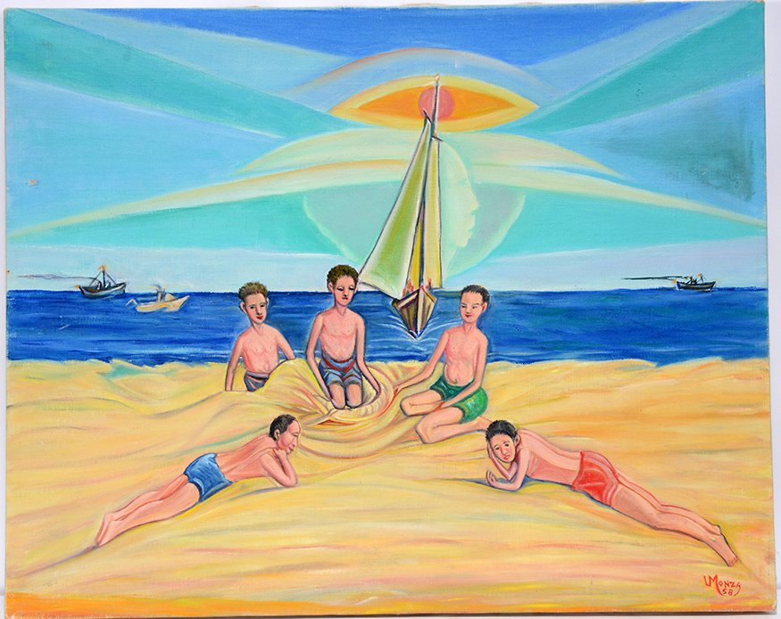 Louis Monza. Children On The Beach. (1 of 2)