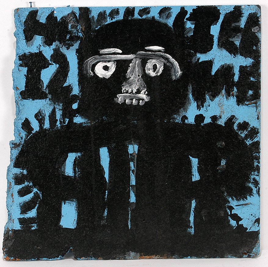 Mary T. Smith. Who Is This.: Mary T. Smith. Who Is This. Signed. Not dated. Paint on found particle board. Environmental condition. 22” x 24”. Est. $200-500. Ship: $55
