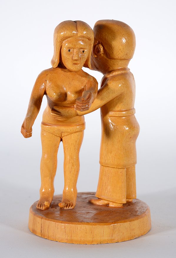 Sulton Rogers. The Inappropriate Doctor’s Exam.: Sulton Rogers. The Inappropriate Doctor’s Exam. Not signed or dated. Carved natural wood. Excellent condition. 6”h. Est. $300-500. Ship: $35