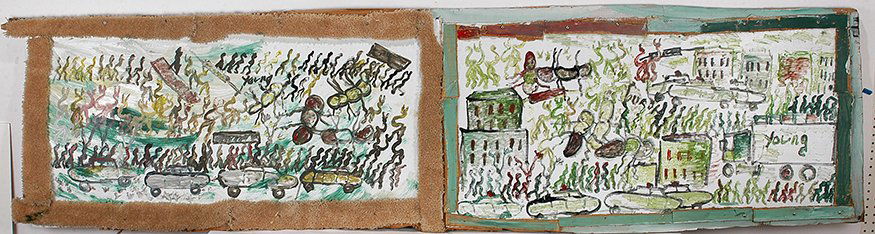 Purvis Young. Diptych City Scene. (1 of 1)