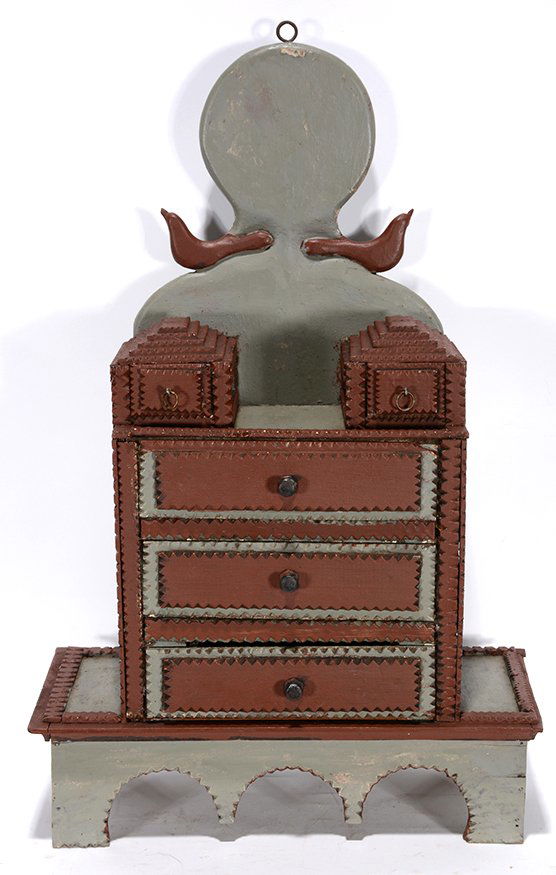 Miniature Tramp Art Painted Chest. (1 of 2)