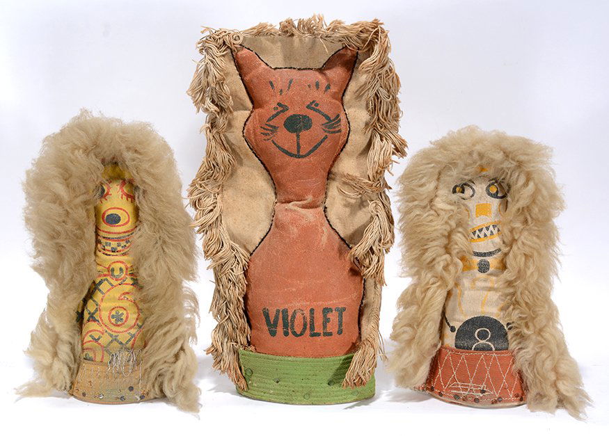 3 Double-Sided Carnival Knock Down Dolls. (1 of 2)