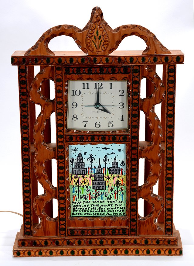 Howard Finster. Clock Case w Original Clock. (1 of 1)