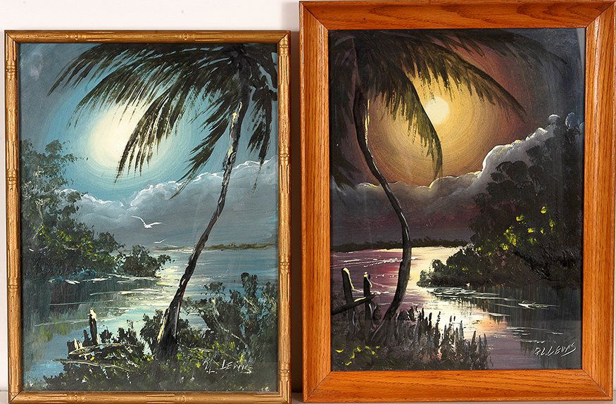 Robert L. Lewis - Highwaymen. Palms At Night Pair. (1 of 1)