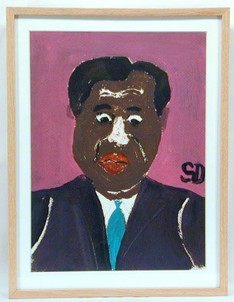 Sam Doyle Portrait: Sam Doyle. Portrait of a Black Man. Paint on artist's paper. Strong colors, mint condition. 13.5" w x 18" h including nice archival frame. Provenance: Chuck and Jan Rosenak. Est. $1,000-3,000 Ship: $3