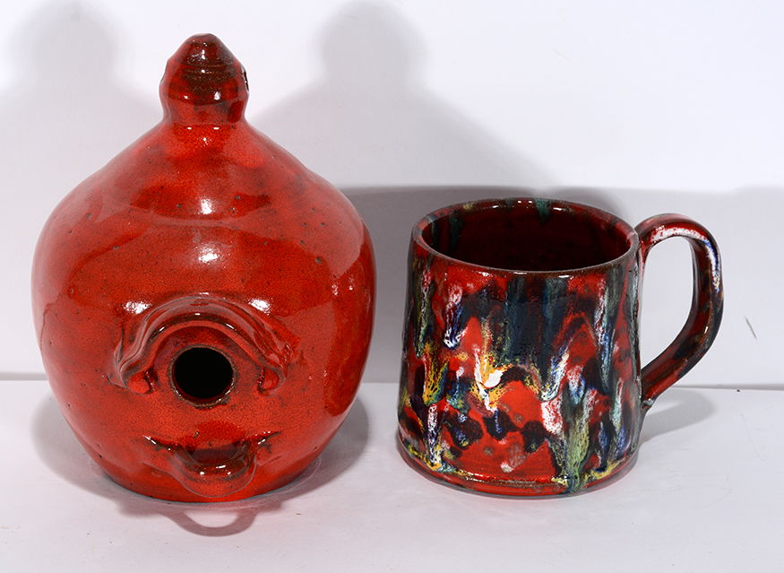 Cole Pottery. Birdhouse & Mug. (1 of 2)