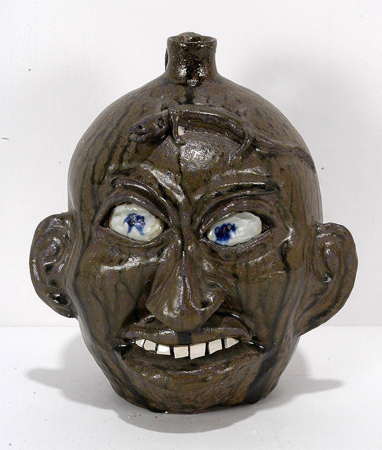 Chester Hewell. Face Jug With Lizard. (1 of 4)