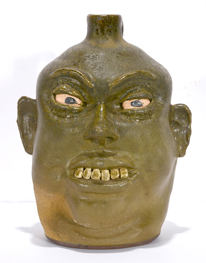 Lanier Meaders. Large Flat Toothy Grin Face Jug. (1 of 5)