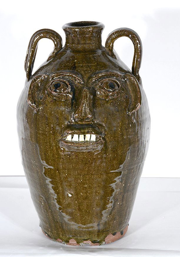 B.B. Craig. 17 Inch Ash Glaze Face Jug. (1 of 7)