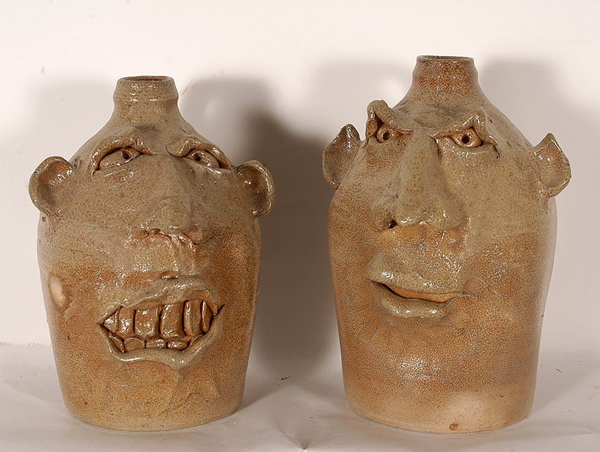 Wes Moore. Pair of Face Jugs. (1 of 1)