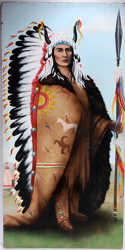 Old Western Carnival Side Show Sign. Indian Chief. (1 of 2)