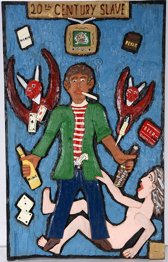 Leroy Almon. 20th Century Slave Wood-Relief Plaque. (1 of 1)