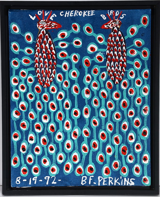 B.F. Perkins. Cherokee Love Birds On Blue. (1 of 1)