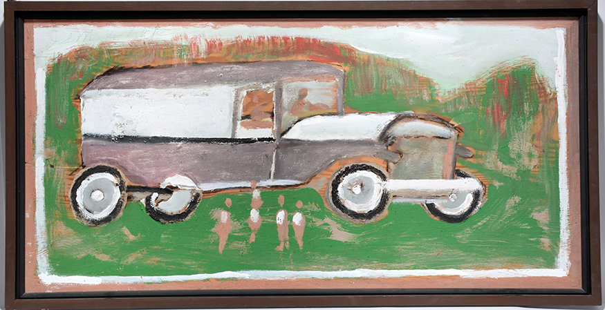Jimmy Lee Sudduth. Double-Sided Bus and Bird.: Jimmy Lee Sudduth. Double-Sided Bus and Bird. Signed. Paint and mud on board. Excellent condition. 51” w x 26” h with frame. Est. $800-1,200. Ship: $100