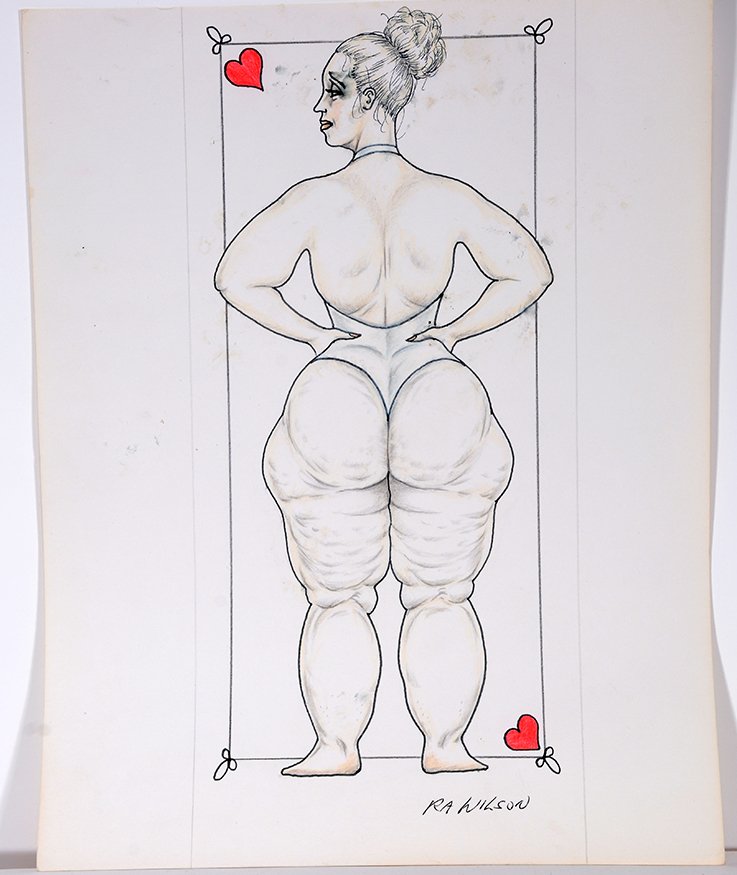 Richard A. Wilson. Back Posing.: Richard A. Wilson. Back Posing. Signed. Marker and colored pencil on paper. Stray marks, otherwise great condition. 11” w x 14”h. Est. $200-300. Ship: $35