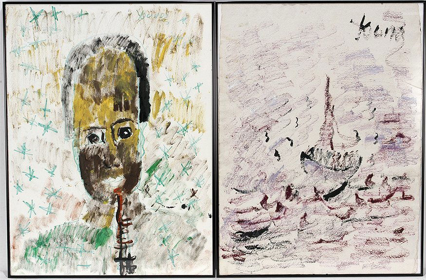Purvis Young. Face and Boat Paintings. (1 of 1)