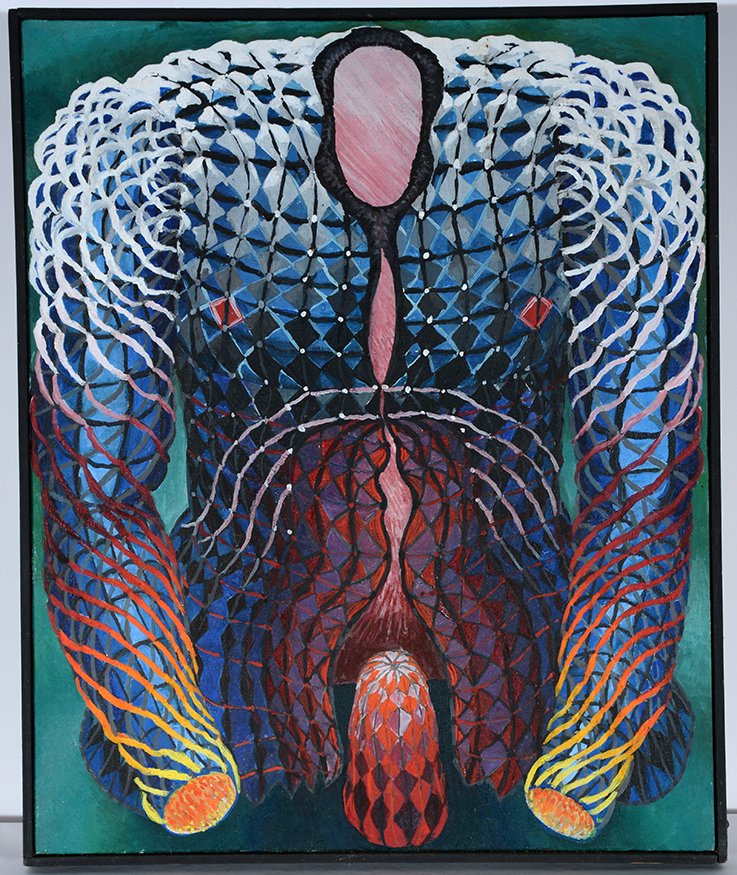 Philip Hanson. Self-Portrait As Harlequin.: Philip Hanson. Self-Portrait As Harlequin.1982. Signed, dated and titled. Oil on canvas. Excellent condition. Size with frame is 18” w x 22”h. Est. $800-1,200. Ship: $45