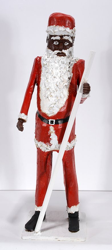 Onis Woodard. Large Santa.: Onis Woodard. Large Santa. 1990. Signed. Carved and painted wooden construction. Great condition. 28”h. Provenance: Dr. Regenia Perry. Est. $200-300. Ship: $65