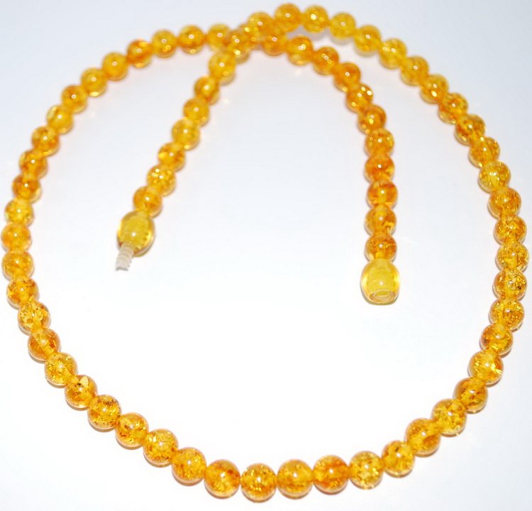 Sparkling Citrine Color Baltic Amber Balls Neckla: Date Of Manufacture: Brand New Country Of Origin: Lithuania Material: Baltic Amber Dimensions: 17.20 inches in lenght Weight 10.43 g Elegant beautiful necklace handmade from bright sparkling citrine c
