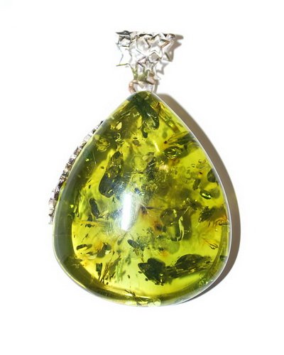 Big Size Pendant From Genuine Green Caribbean Amb: Date Of Manufacture: Brand New Country Of Origin: Lithuania Material: Caribbean Amber Dimensions: 2x1.4x0.2 inches Big size impressive pendant carved from one piece genuine Caribbean amber and decorat