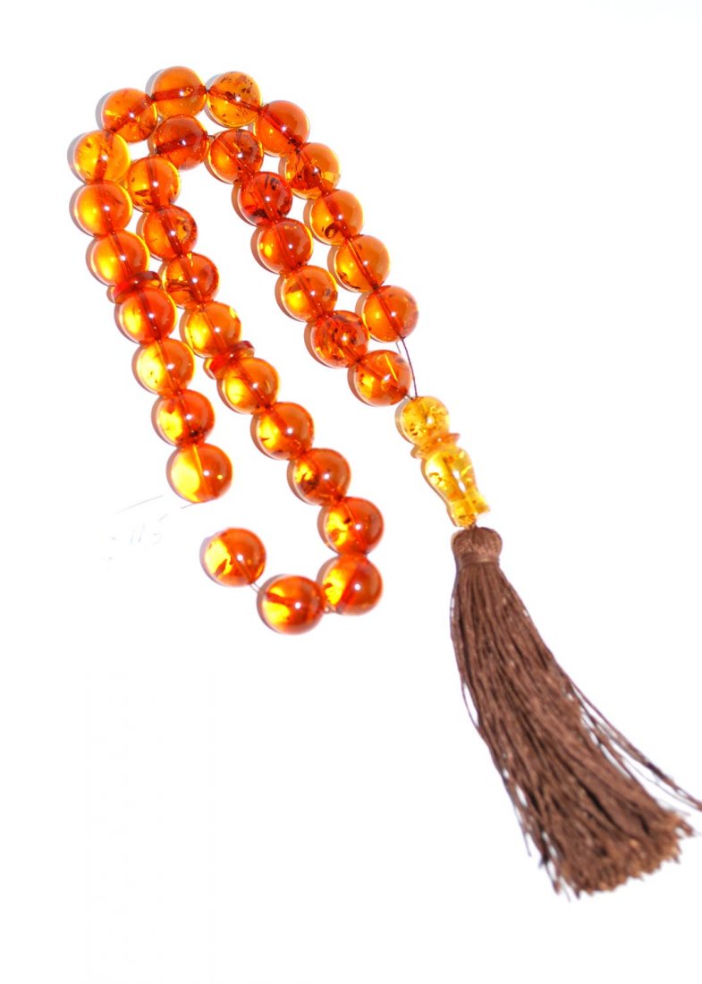 Islam Prayer Beads Misbaha From Genuine Baltic Am: Date Of Manufacture: Brand New Country Of Origin: Lithuania Material: Amber Dimensions: 16 inches Islam Prayer Beads Misbaha From Genuine Baltic Amber 33 Round Balls 11.5 mm Diameter. Weigth 32 g. Bes