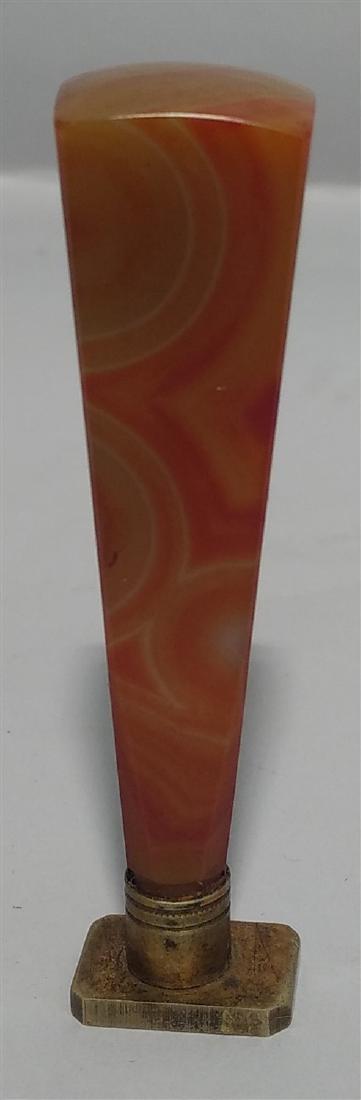 Antique Victorian Onyx Wax Seal Desk Stamp letter M (1 of 2)