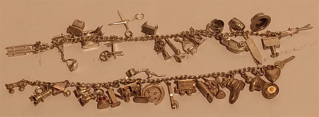 2 Sterling Silver Charm Bracelets. Over 40 charms. (1 of 4)