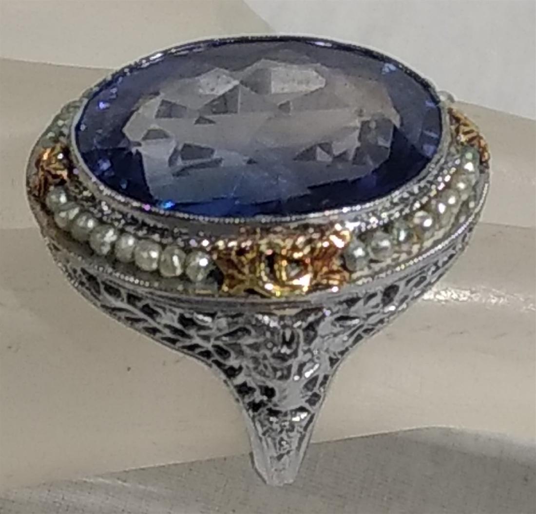 Jewelry Antique 10k Gold and Large Blue Stone Ring (1 of 10)