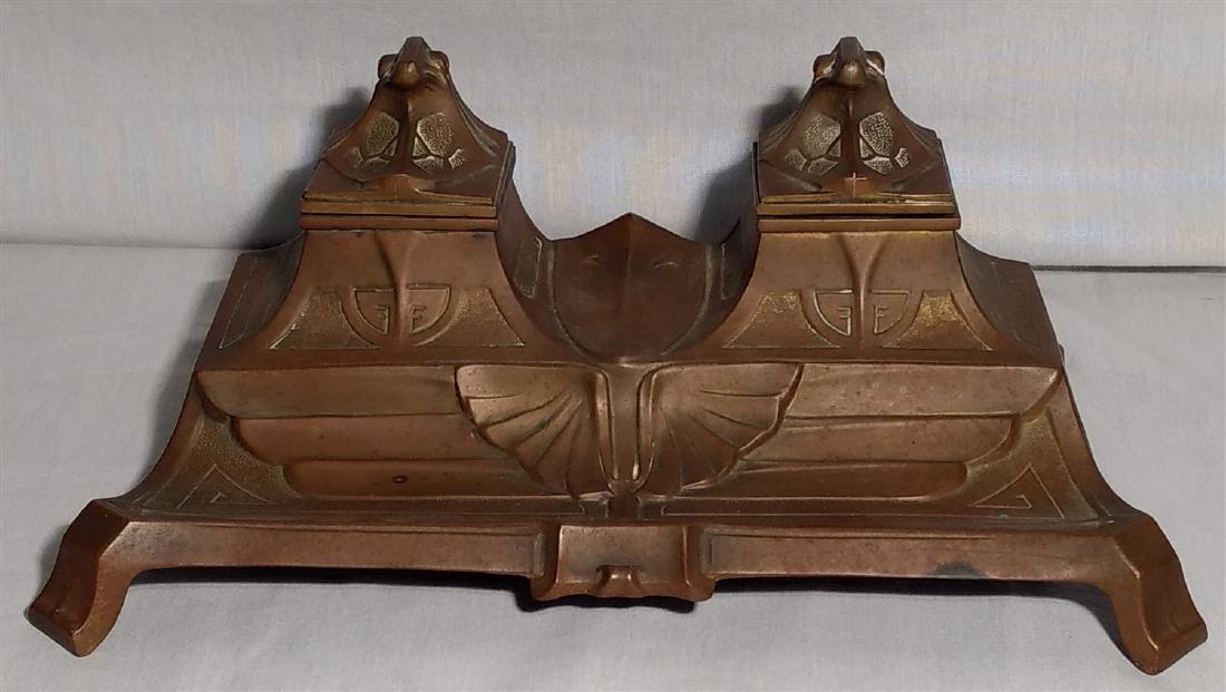 Bronze Art Deco, Egyptian Revival Inkwell (1 of 6)