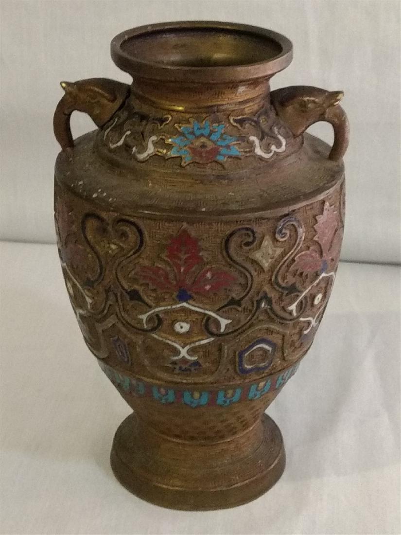 Japanese Bronze/Brass Champleve Elephant Handle: As Found at Estate, Marked Japan, Approx. 9 3/4 inches Tall, Wonderful Piece.