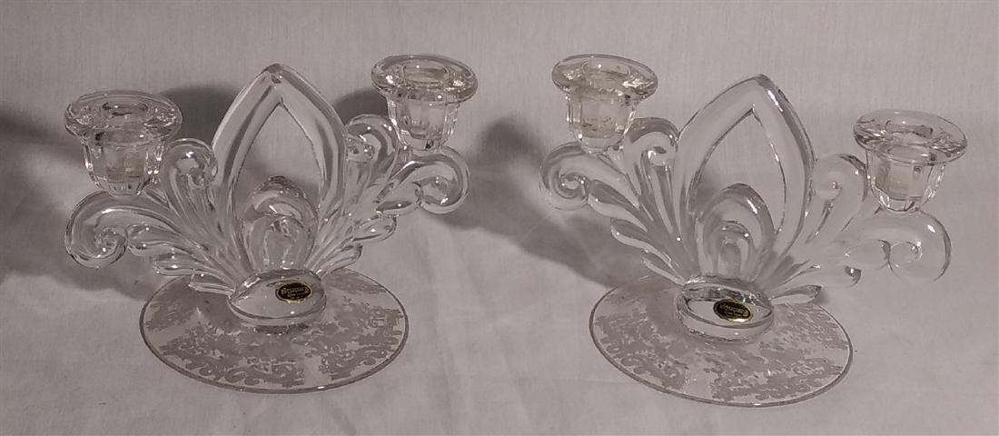 Cambridge Glass Pair of Double Candle Stick Holders (1 of 3)