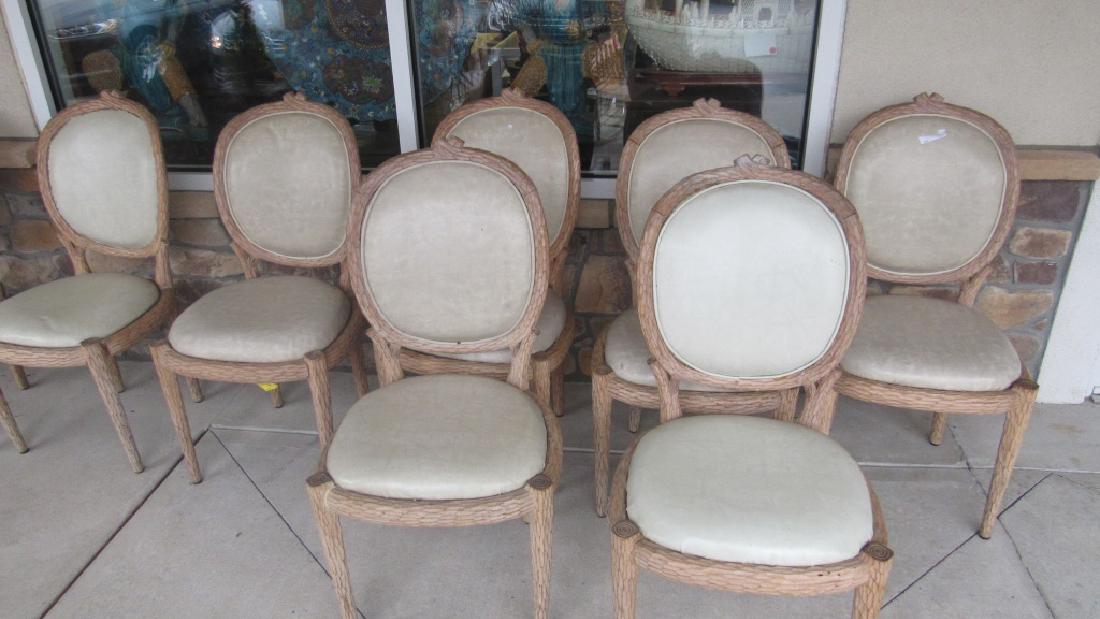 Set of 8 Upholstered Carved Wood Chairs (1 of 6)