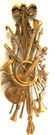 Old Gold Gilded Wood Carving of Musical Instrument - 4