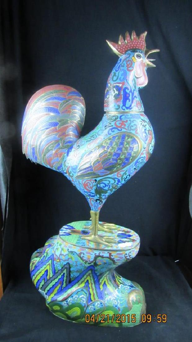 Large Chinese Cloisonne Rooster on Pedestal (1 of 12)