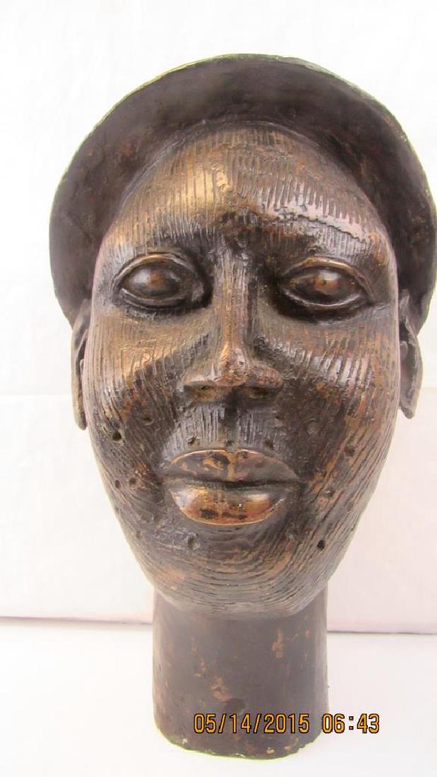 African Tribal Bronze Head  Sculpture (1 of 10)