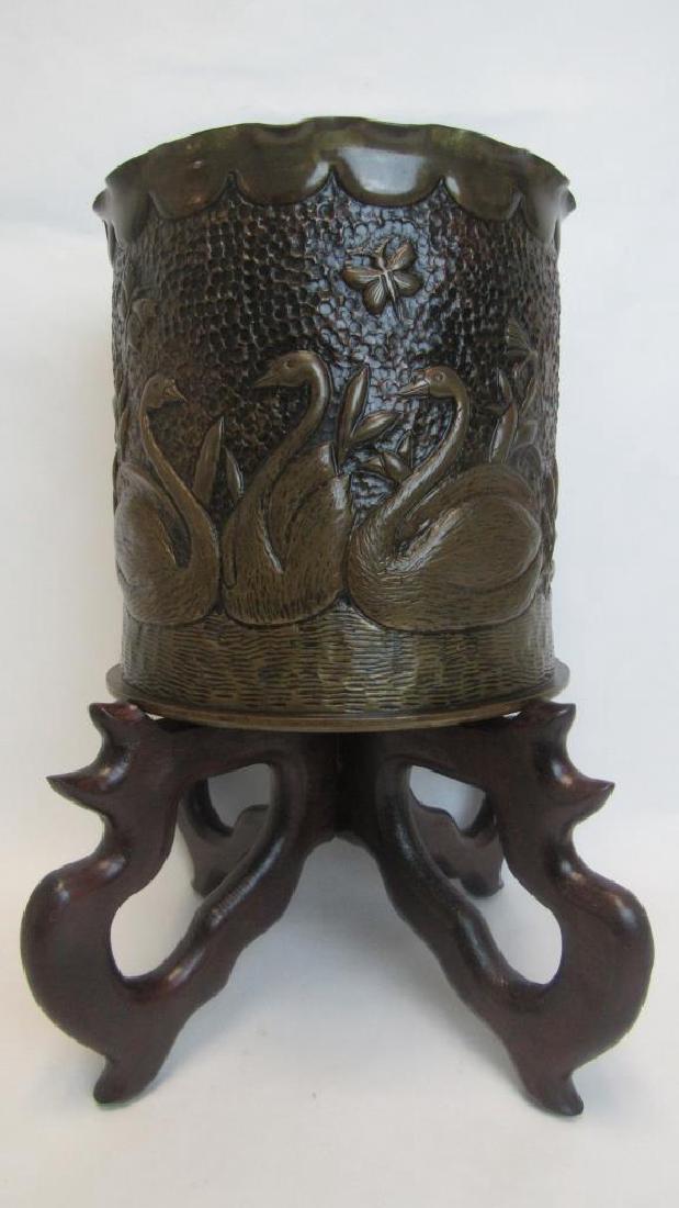 European German Bronze Swan Vase (1 of 9)