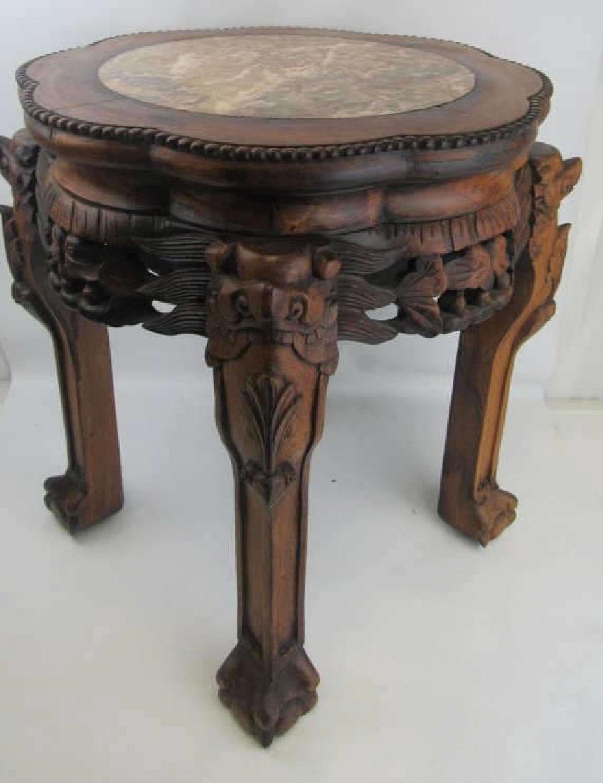 Chinese Rosewood Plant Stand with Marble Inlay (1 of 5)