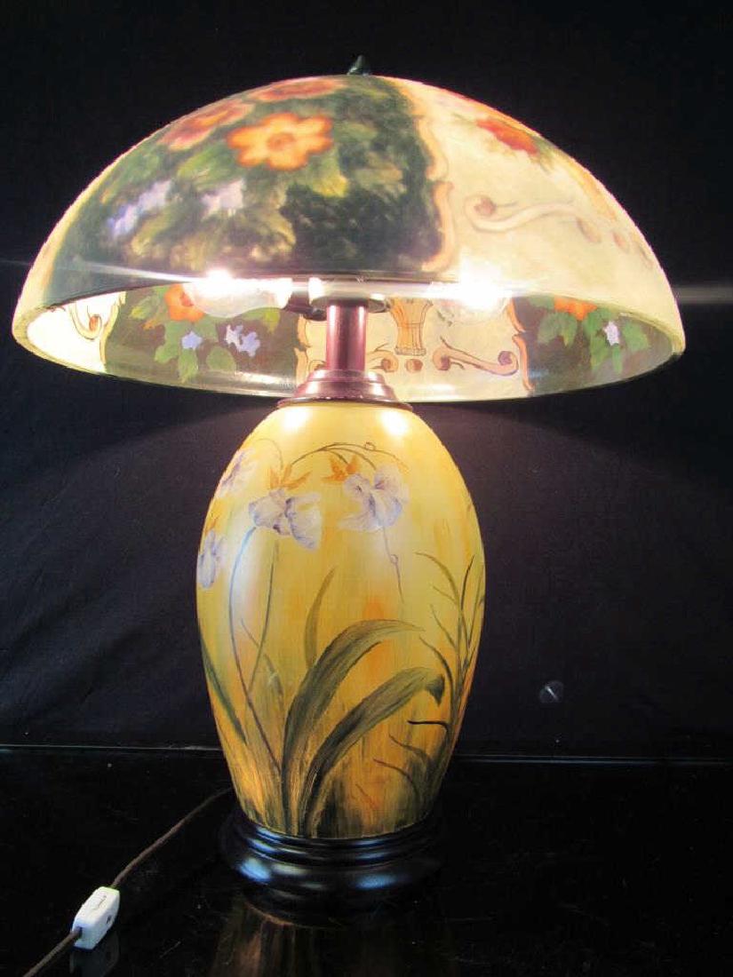 Vintage Reverse Painted Lamp and Shade (1 of 10)
