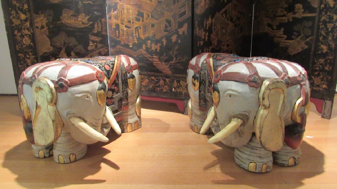 19th Century Qing Dynasty Painted Elephants (1 of 8)