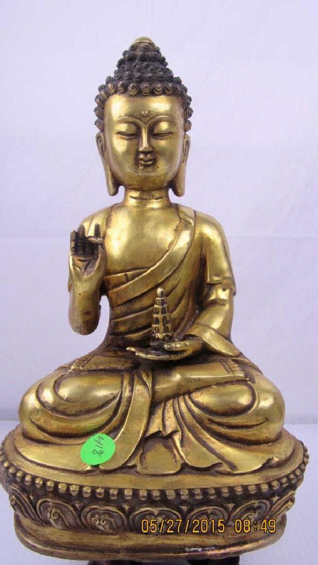 Chinese Gilded Bronze Statue of Buddha (1 of 10)