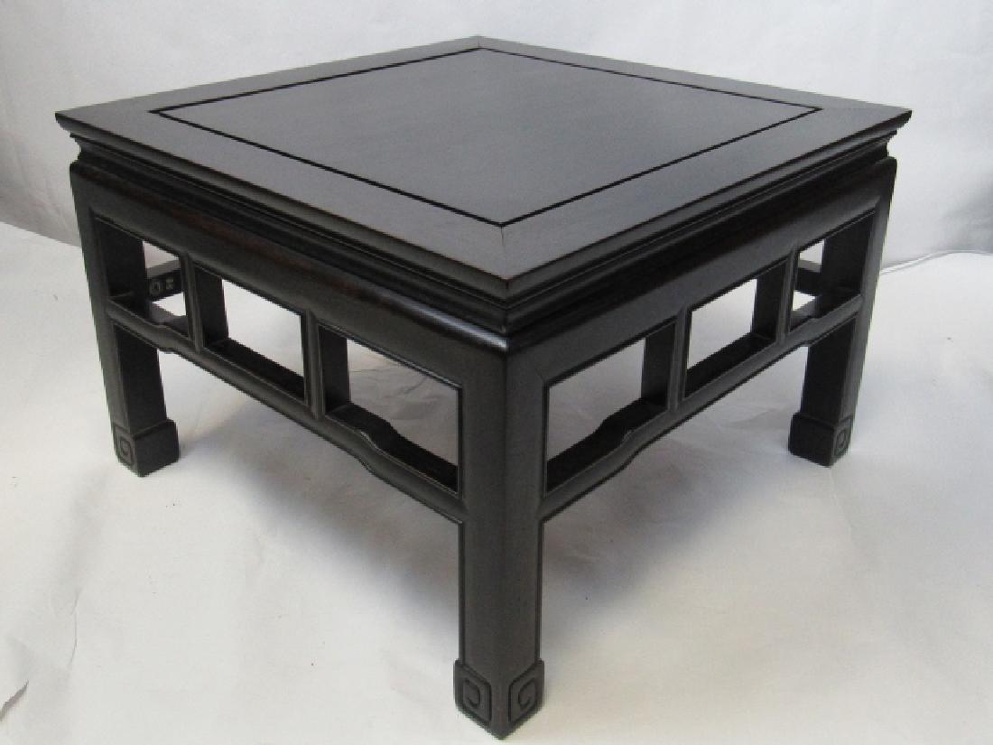 Huanghuali Wood Coffee Table: Huanghuali wood coffee table; Made out of prized Chinese Huanghuali wood (Golden Phoebe); Height: 16" Width: 24" Length: 24"