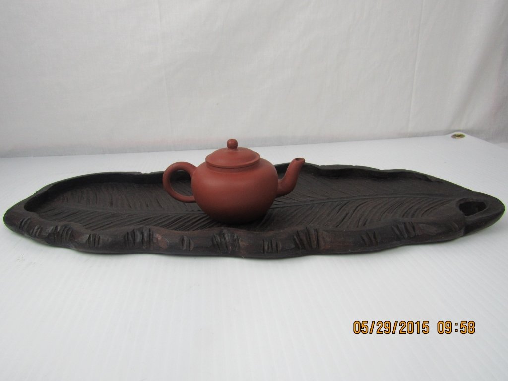 Chinese YiXing Zisha Teapot: Chinese YiXing Zisha Palm Teapot; Marked