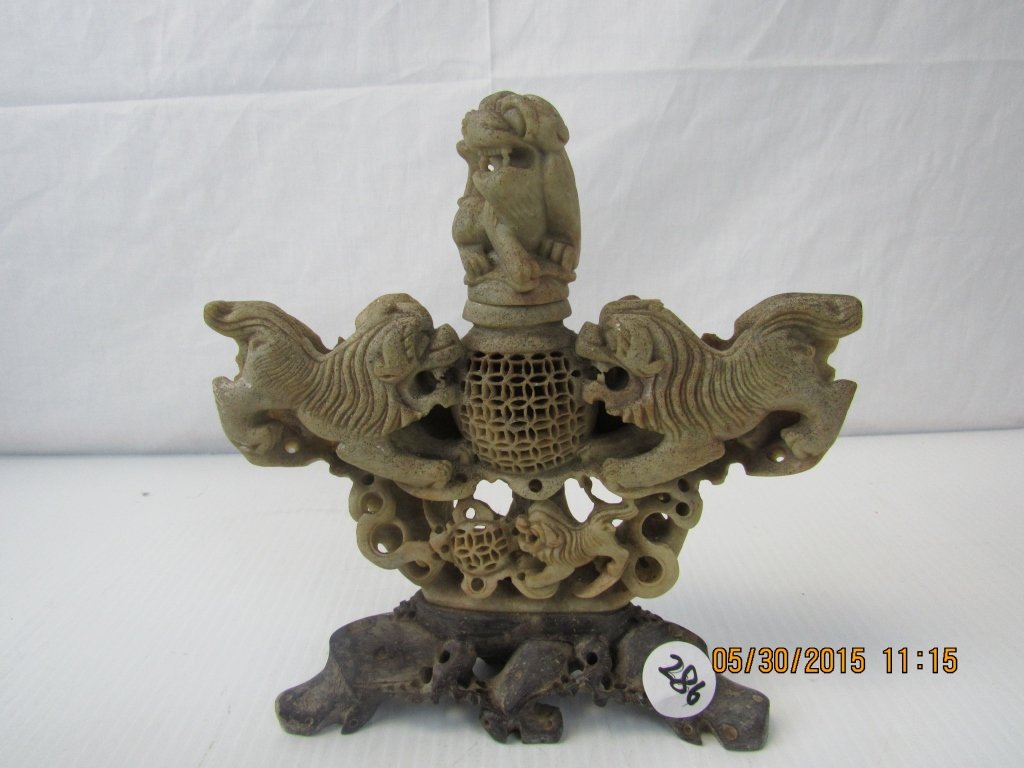 19th Century Asian Arts Carved Soapstone Inkwell (1 of 6)