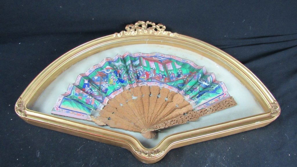 Qing Dynasty Fan in Display Case (1 of 9)
