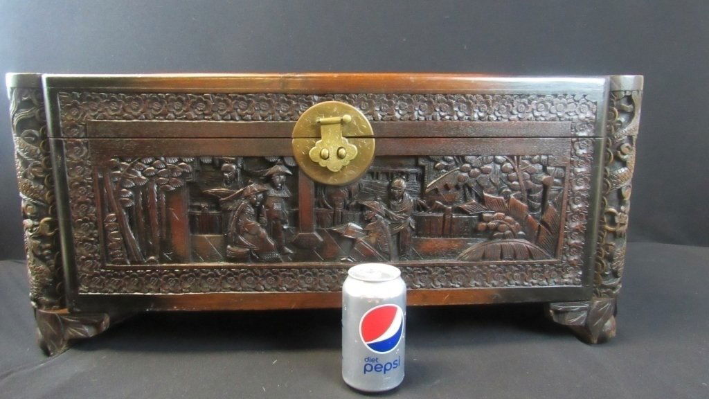 Chinese Hand Carved Wooden Chest (1 of 8)