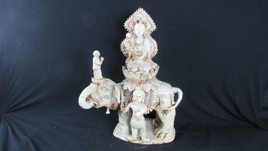 Tang Dynasty Style Guan Yin on Elephant Statue