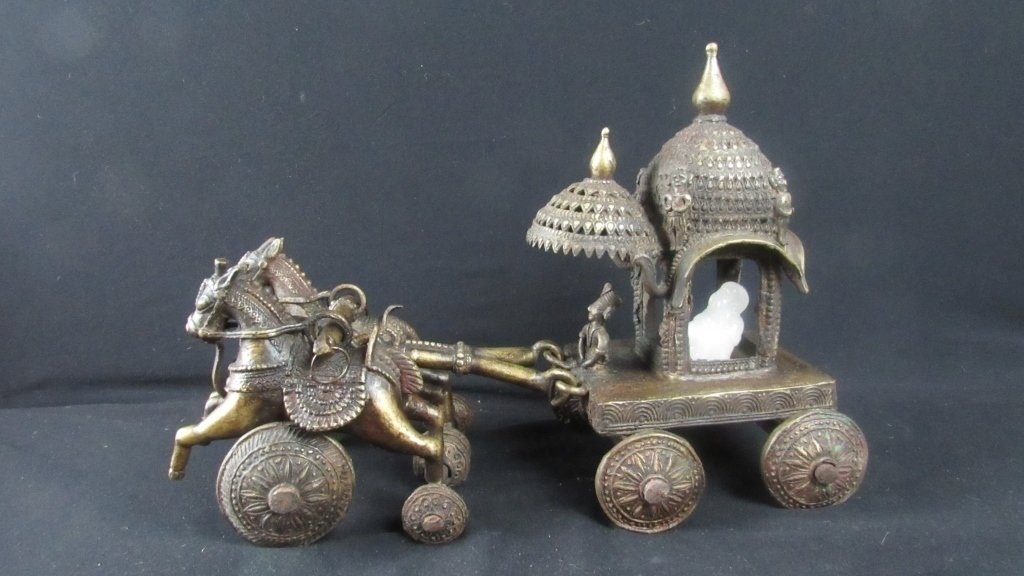 Southeast Asian Horses and Carriage Bronze Statue (1 of 10)