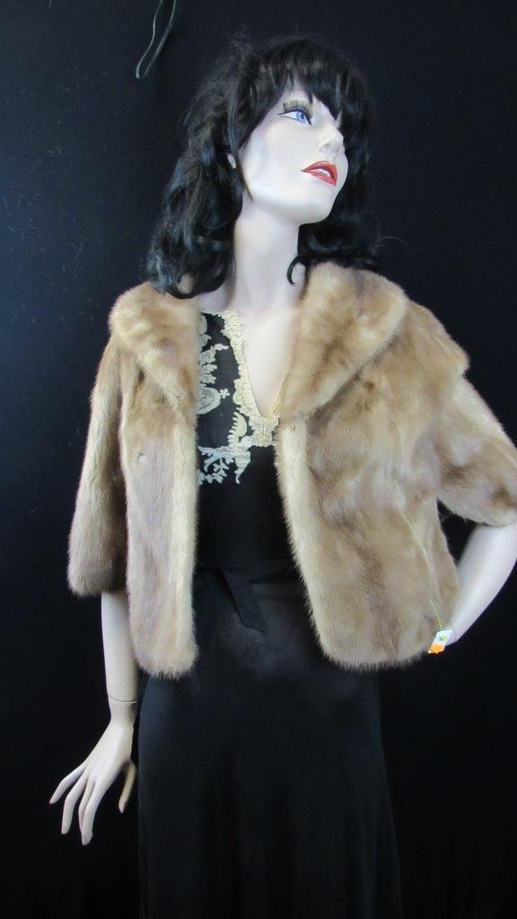 Vintage Short Brown Mink Coat: Beautiful two toned short mink coat with cropped sleeves. Very soft and warm, great styling. Inside embroidered with name "Margaret B Feldman".